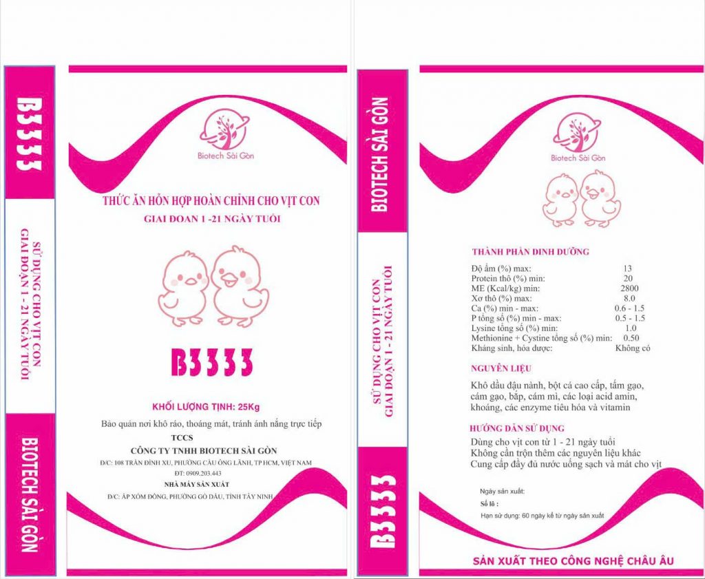 Thức ăn cho vịt con B3333