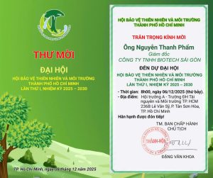 Thư mời tham dự Đại hội Hội Bảo vệ Thiên nhiên và Môi trường Tp.HCM lần thứ nhất